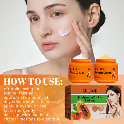 EELHOE Papaya Whitening Freckle Cream Lighten Facial Freckles, Dark Spots, Brighten and Moisturize Skin Day & Night Cream