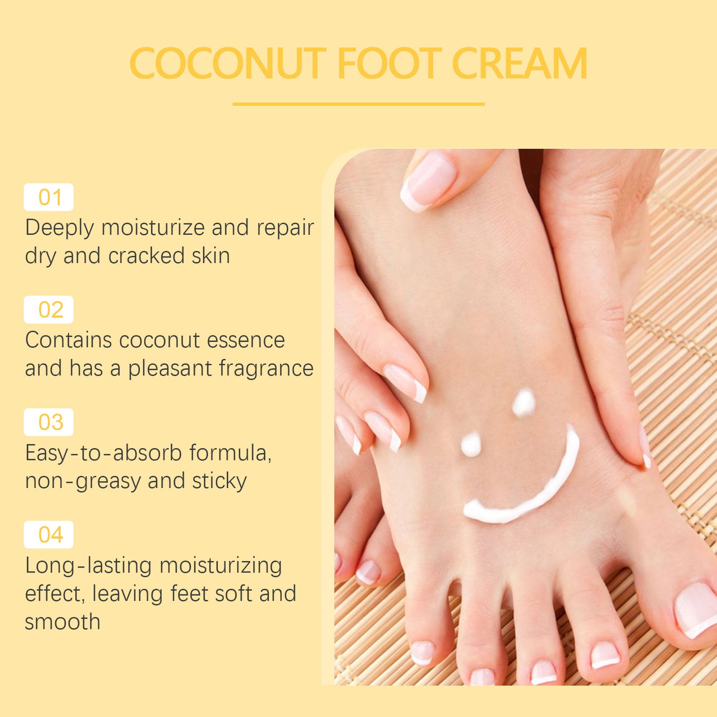 OUHOE Coconut Flavor Foot Skin Care Cream Natural Coconut Flavor Foot Skin Care Cream Moisturizing Hydrating Repairing Dry Cracked