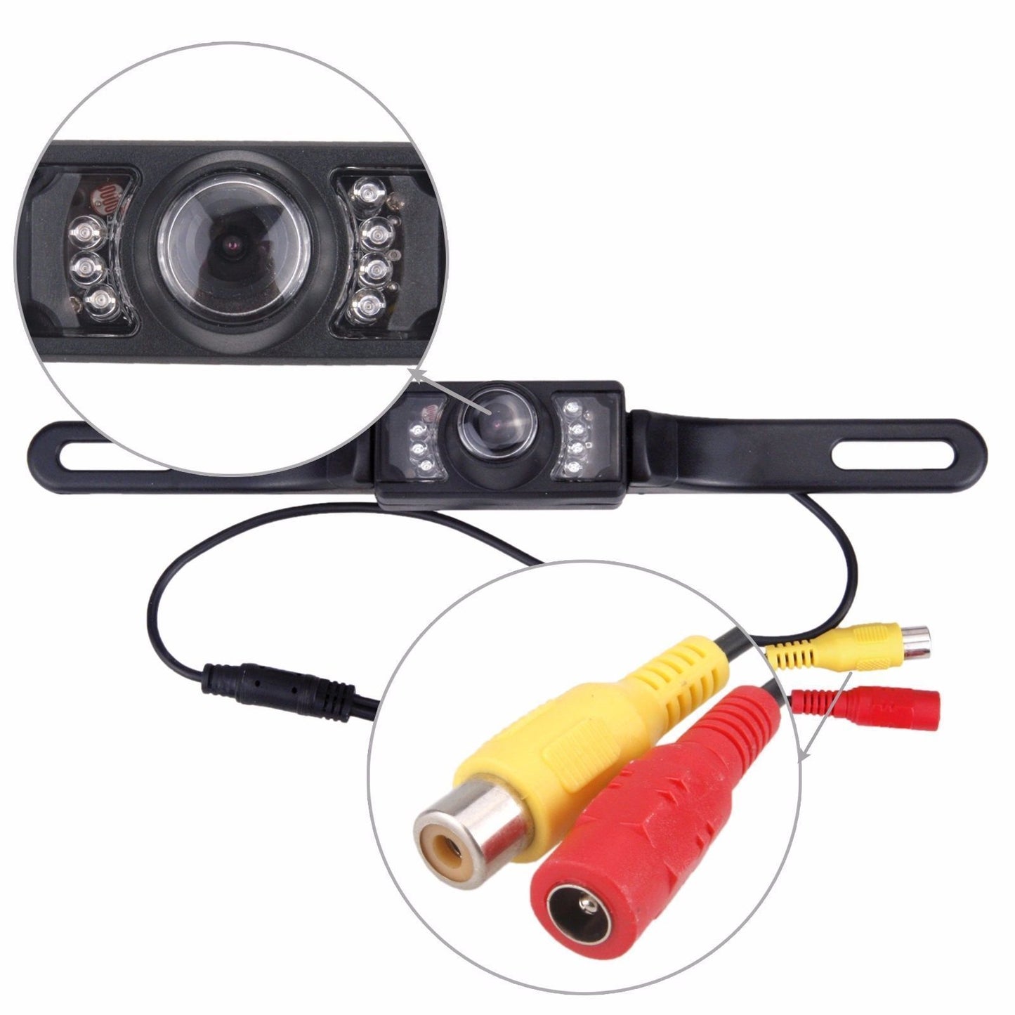 IPoster 7" Car Reversing Mirror Monitor + 7 Infrared LED Car License Plate Mount Backup Camera