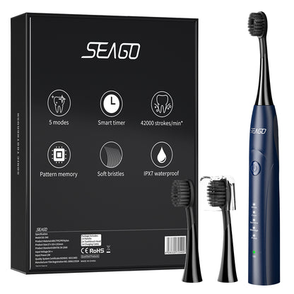 SEAGO Sonic  Rechargeable Electric Toothbrush for Adults with 5 Modes and 2 Mins Timer