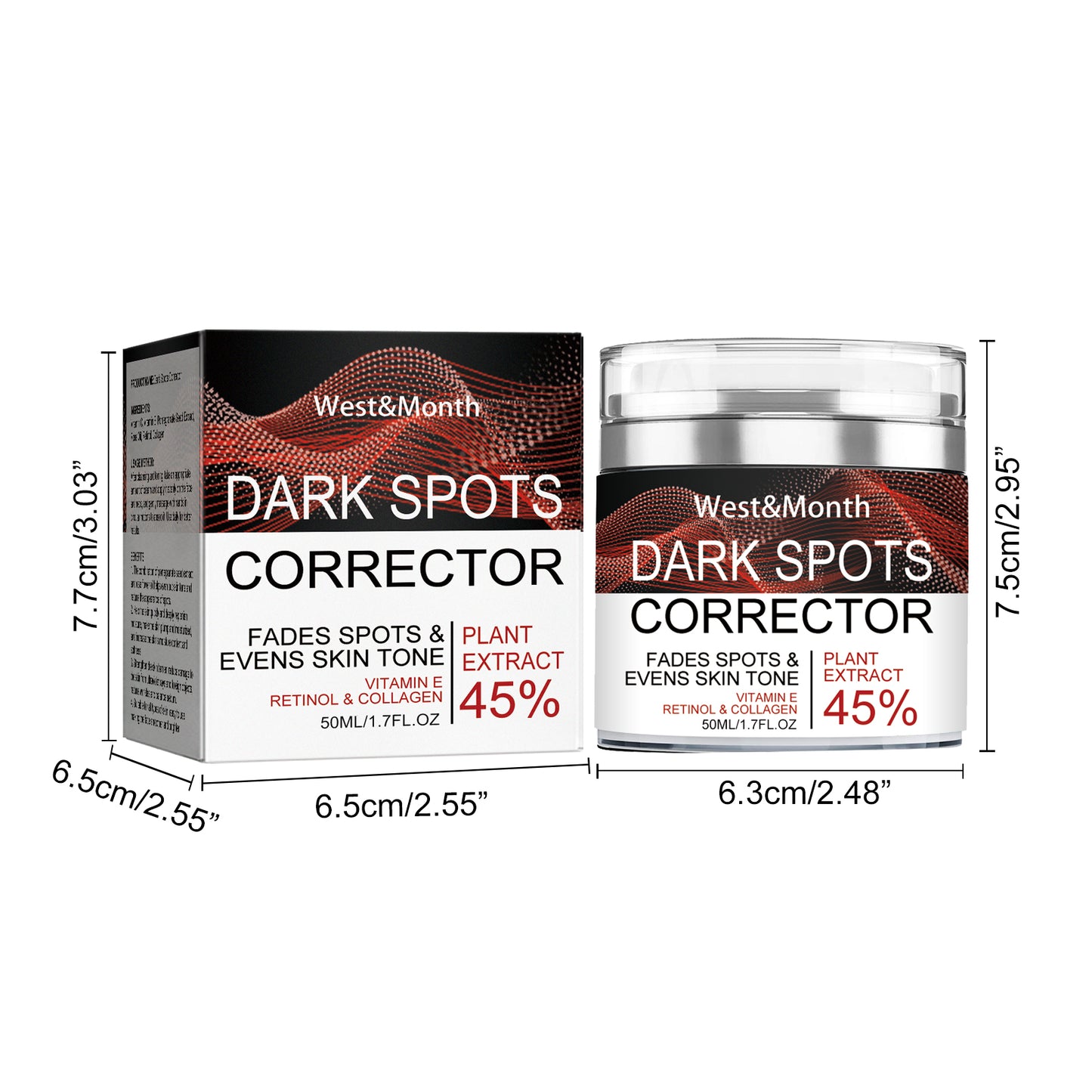 West&Month Black Spot Correction Cream Repair Facial Dullness Dark Spots Freckles Moisturizing Whitening Skin Tone Beauty Cream