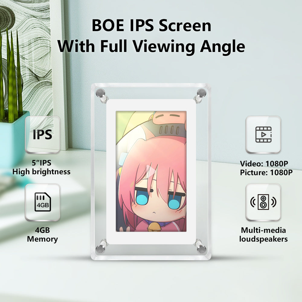 Crystal Advertising Player Acrylic 5 Inch 4GB IPS Screen Digital Photo Frame for Gift