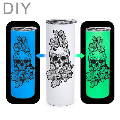 USA Free Shipping 20oz Blue Green Double Wall Insulated Stainless Steel Tumblers 20 oz Glow in the Dark Sublimation Tumbler