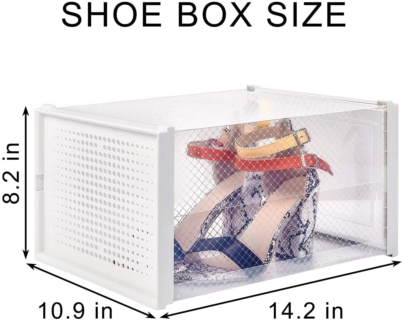 12 Pack Clear White Stackable Storage Shoe Box , Shoe Container Organizer Sneaker Storage Drawer Fit to Women Size 13