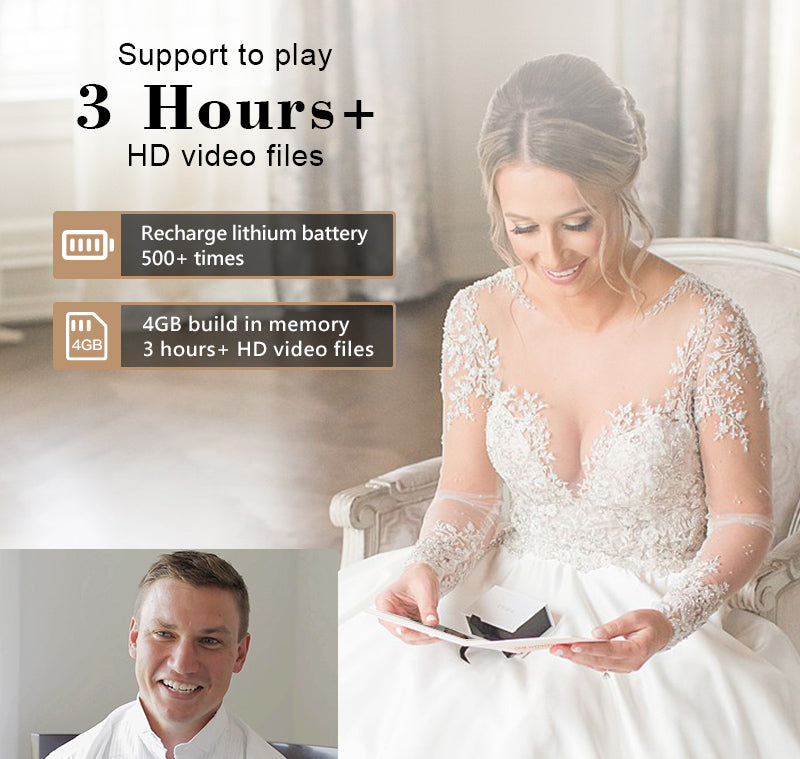 Custom OUR WEDDING GOLD FOIL 7 Inch IPS Video Book Wedding Linen Video Brochure Wedding Video Album