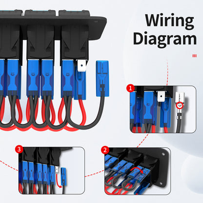 12V Blue LED ON-OFF Rocker Switches 7 Gang Marine SPST Rocker Switch Panel Waterproof Marine Boat with 4.2A USB and DIY Sticker