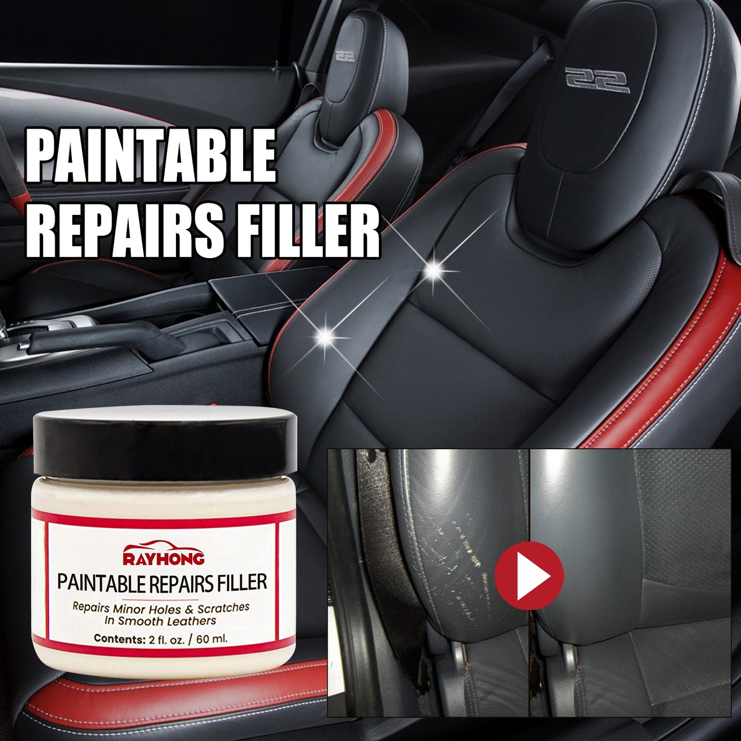 Rayhong Leather Filling Cream Car Seat Scratch Repair Sofa Leather Damage Refurbishment Repair Cream