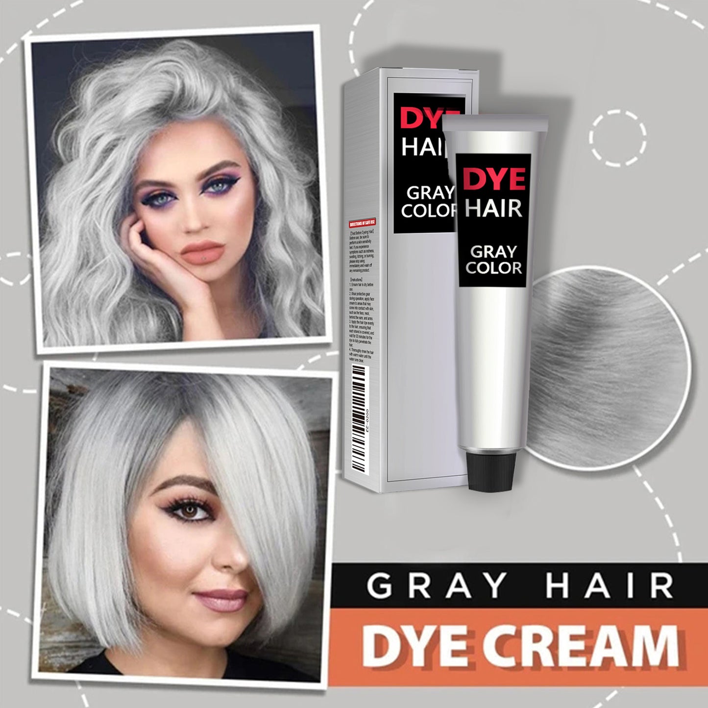 EELHOE Hairdressing Agent Granny Grey Hair Hairdressing Agent Trendy Hair Cream Easy to Color Hair Care Long Lasting Mild Not Hurt Hair