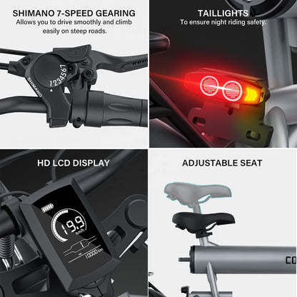 COSWHEEL T20 Free Shipping EU USA Warehouse CE 500w 1000w Oils Brake Electric Bicycle Electric City Bike