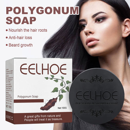 EELHOE Polygonum Multiflorum Hair Soap for Gray Hair Reduction Deep Cleansing Smooth Nourishing Hair Strengthening Black Hair Shampoo Soap