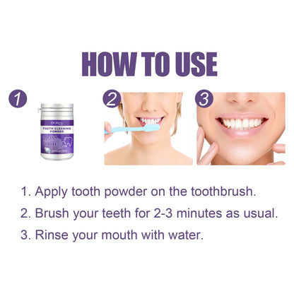 Oralhoe Purple tooth cleaning powder Fresh Breath Tartar Calculus Whitening Tooth Powder Oral Care