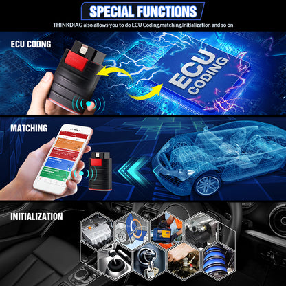 THINKCAR Thinkdiag New Version OBD2 Scanner Easydiag4.0 Diagnostic Tool With Full Brand Softwares 16 Resets ECU Coding ELM327