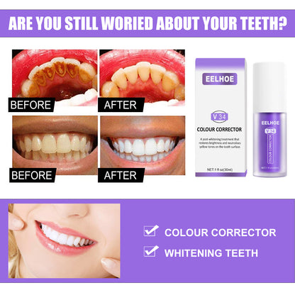 EELHOE V34Teeth Whitening Toothpaste Oral Whitening Toothpaste for Cleaning Teeth Stains and Whitening Purple Teeth