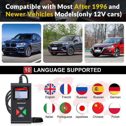 Top Seller 2025 KINGBOLEN YA100 OBD2 Scanner Car Auto Diagnostic Tools Obd Code Reader Check Engine Russian Lifetime Free