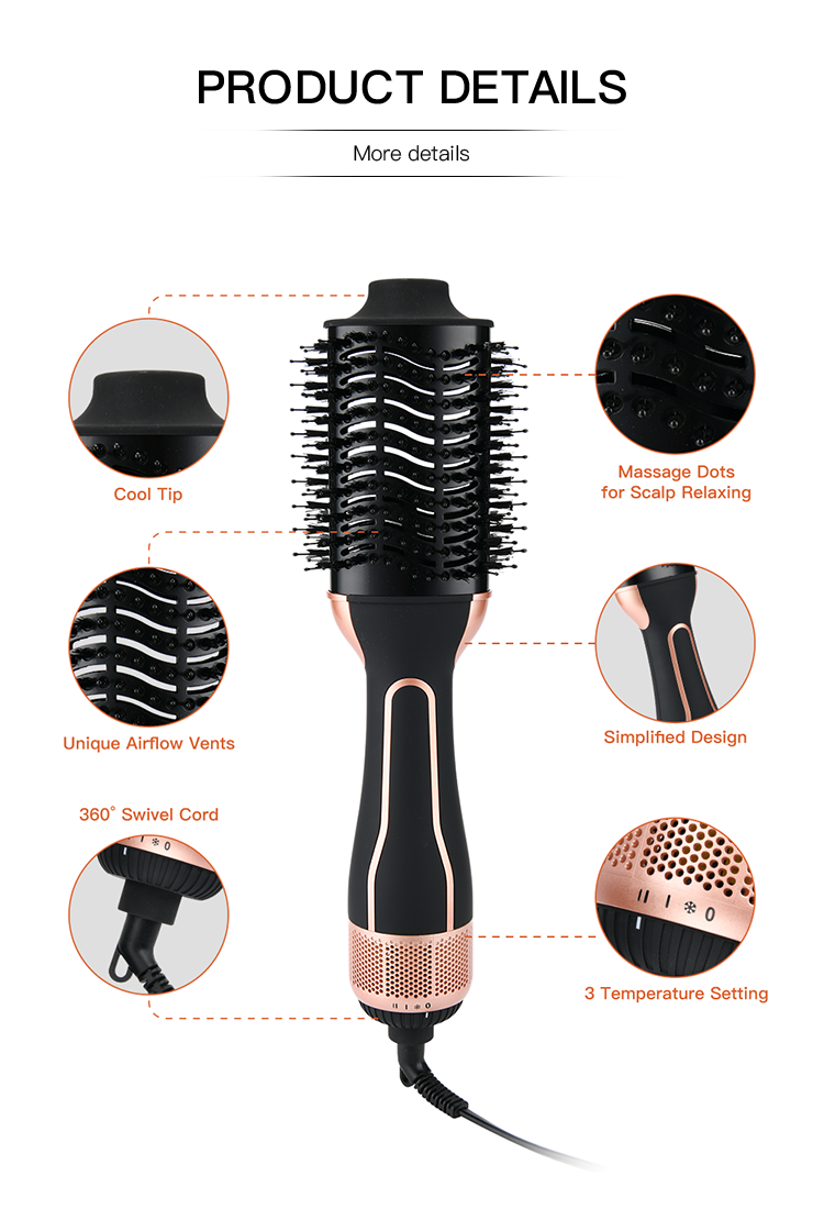 Electric Blow Dry Brush One Step Hair Dryer 1000W High Power Hot Air Volumizer Comb Professional Hot Air Brush Wholesale 3 in 1