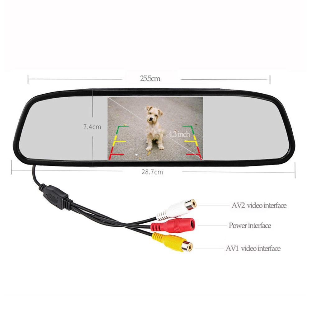 IPoster 4.3" Car Reverse Mirror Monitor + 8 Infared LED Car Backup Camera Kit