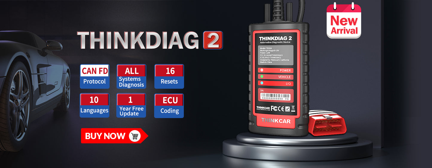 Thinkdiag 2 OBD2 Scanner Support CAN FD Protocols Fit for Car Brands Free Full Softwares 16 Reset Functions ECU Code