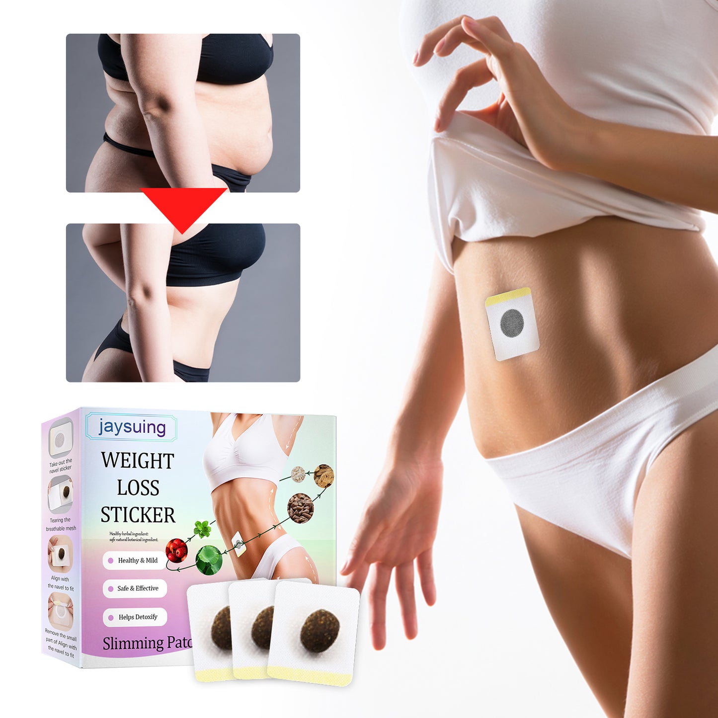 Jaysuing Slimming Belly Button Patch Body Shaping Slimming Thigh Reduction Belly Button Patch Firming Shaping Patch