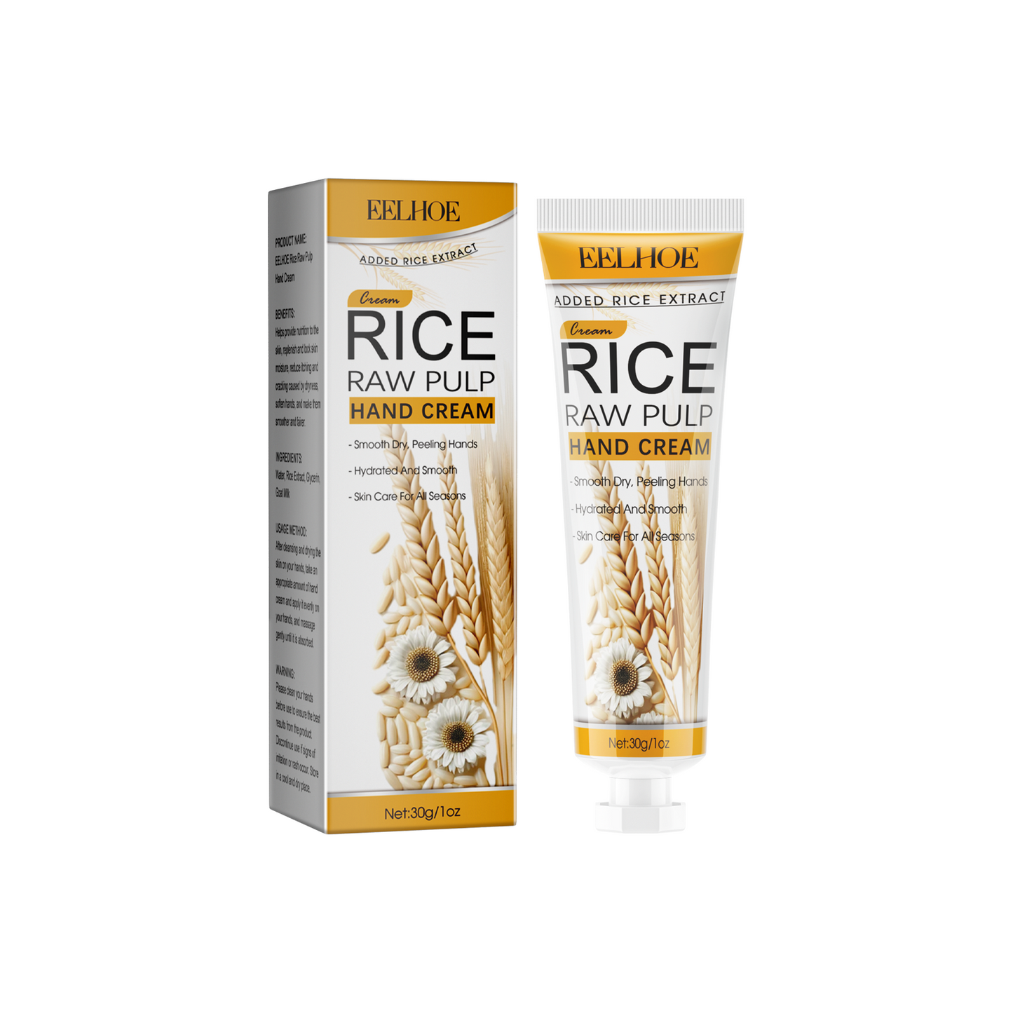 EELHOE Rice Pulp Hand Cream Moisturizing Brightening Skin Reducing Dry Roughness Itching Hand Cream