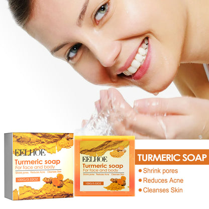 EELHOE Turmeric Facial Soap Deep Cleansing Pores Moisturizing Moisturizing Facial Skin Refreshing Oil Control Facial Cleansing Soap