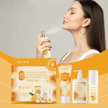 EELHOE Orange Body Moisturizing Whitening Fragrance Gift Set Gentle Moisturizing Hydrating Skin Care Set