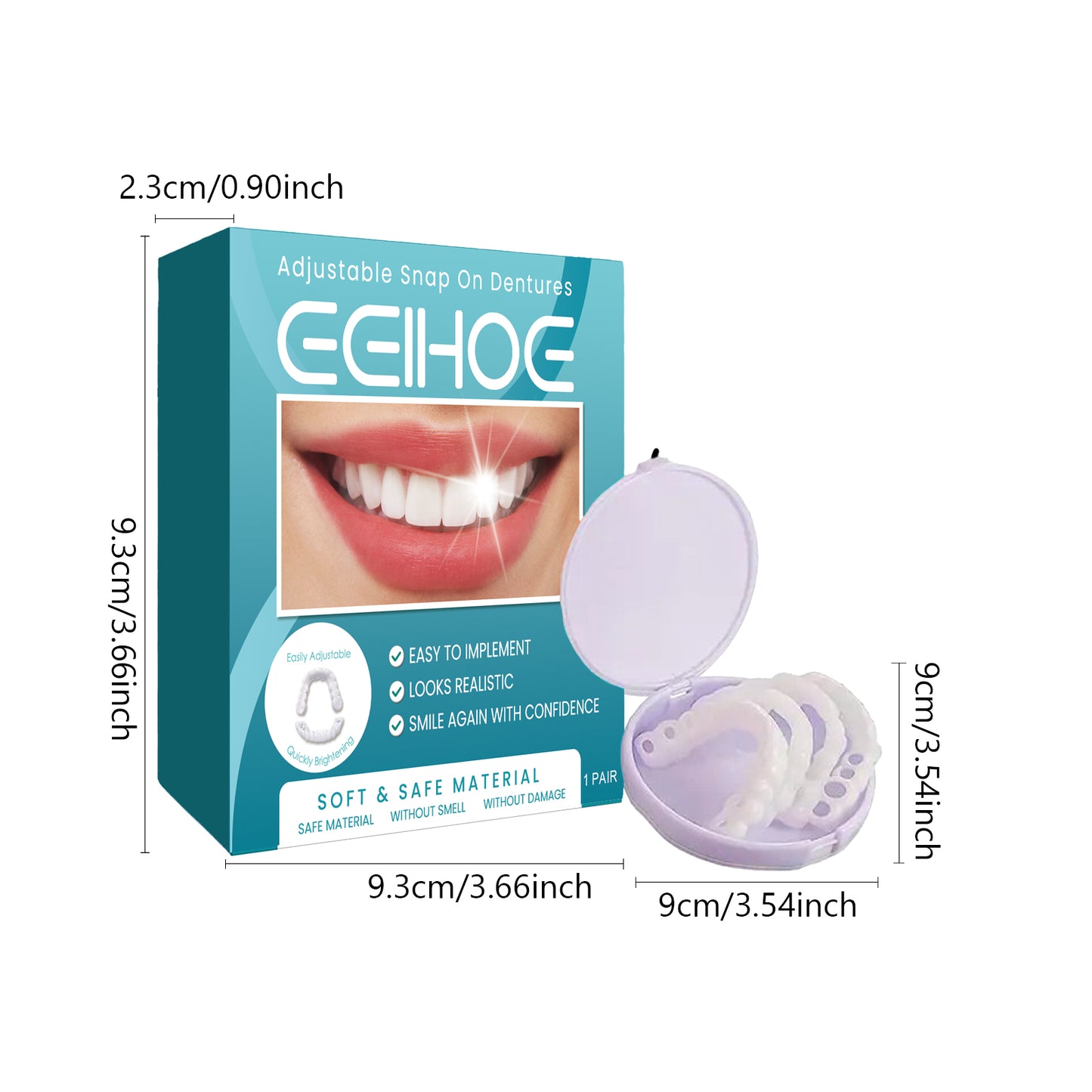 EELHOE Adjustable Snap-on Dentures Temporary Tooth Filling Gap Correction Teeth Denture Kit