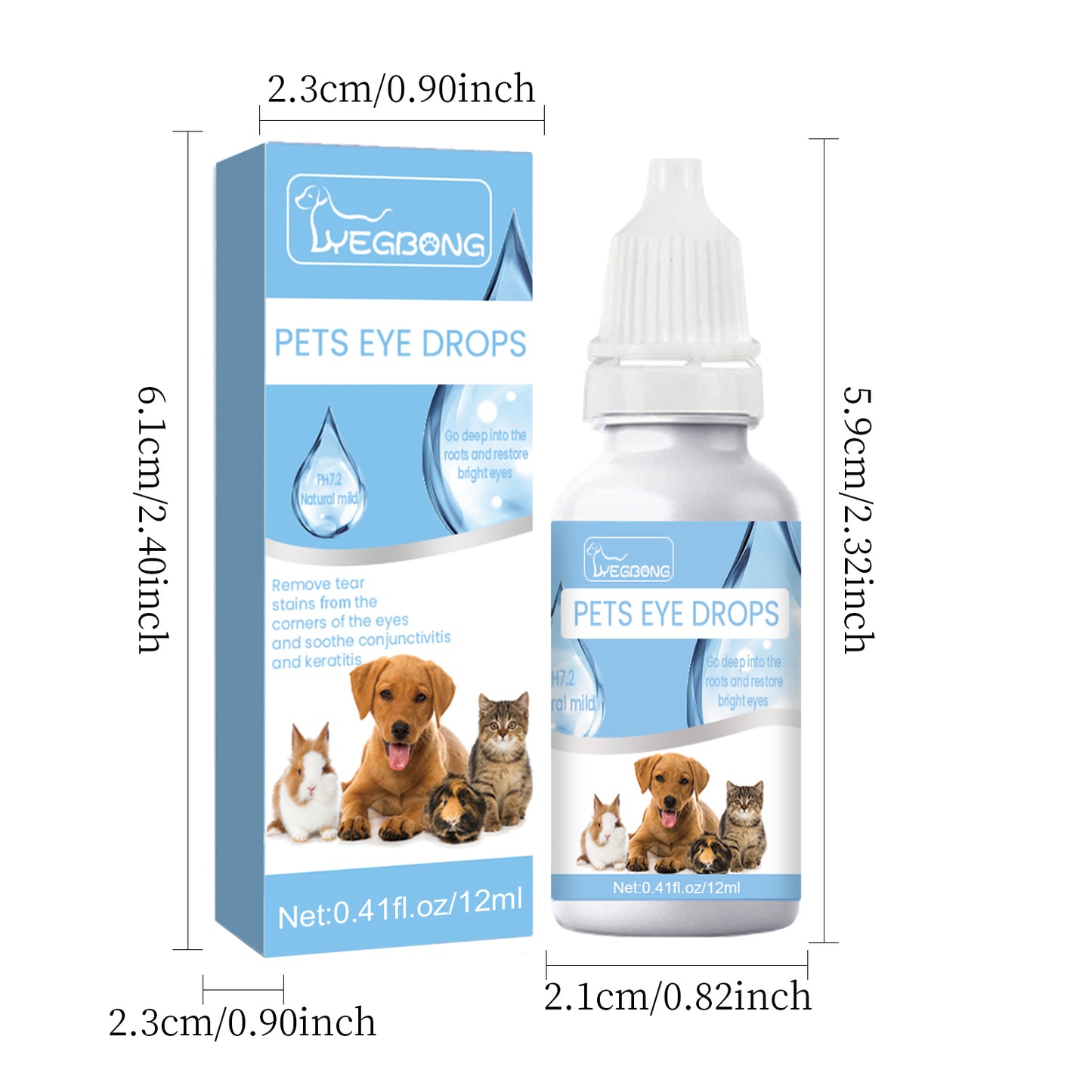 Yegbong Pet Eye Drops Cat and Dog Eye Cleaning Care Pet Tear Stain Remover