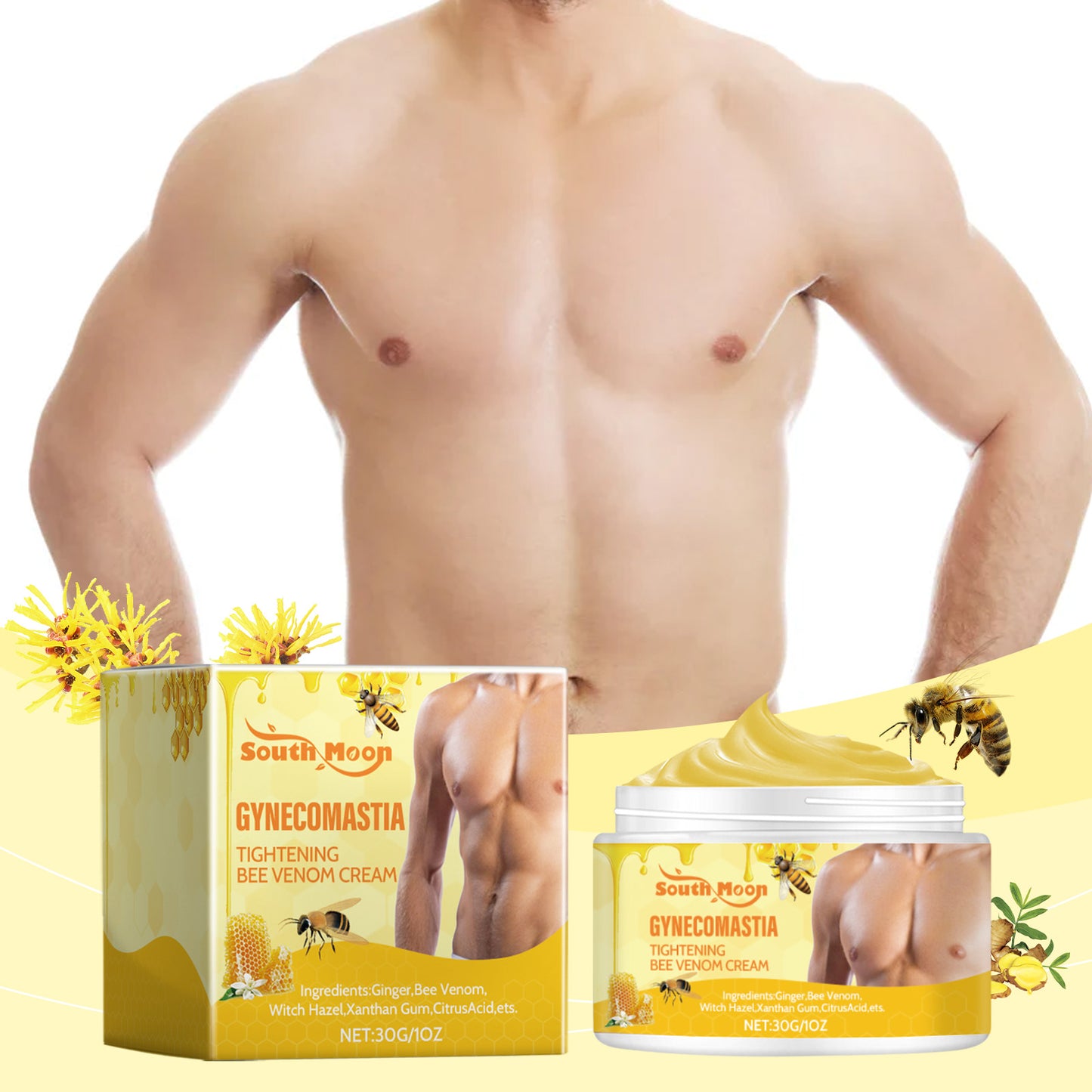 South Moon Bee Venom Breast Firming Massage Cream Men's Chest Care Firming Chest Muscle Massage Body Cream