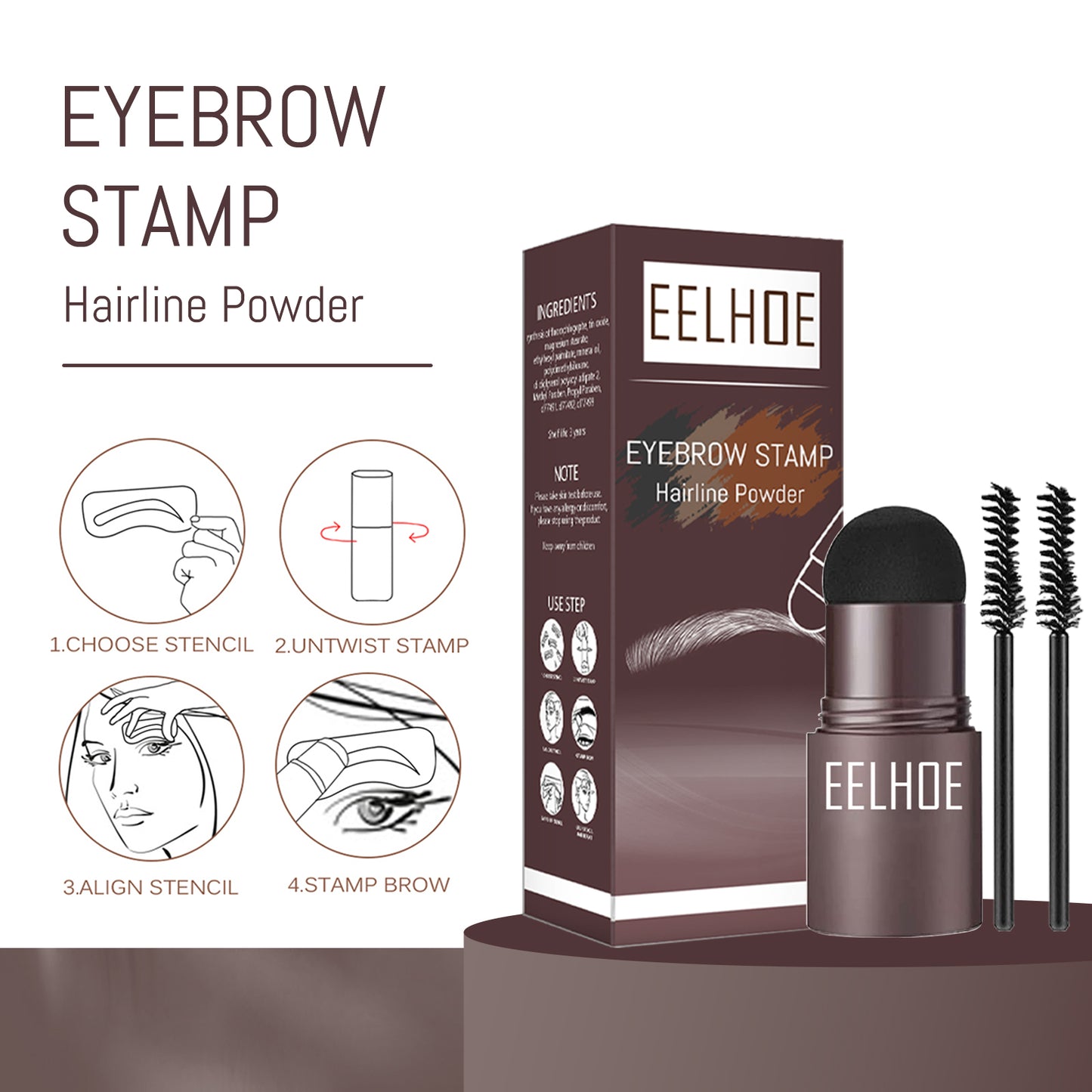 EELHOE Eyebrow Stencil for Drawing Eyebrows Lazy Eyebrow Filler Makeup Brow Powder Waterproof Hairline Powder