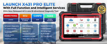 Global Version Launch X431 PRO Elite Professional Escaner Automotriz All System CANFD/DOIP Active Test 32 Reset ECU Coding