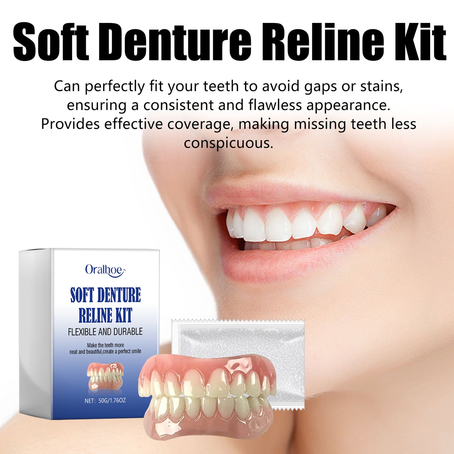 Oralhoe Dental Veneers Denture Covers Orthodontic Teeth Gap Filler Braces Dental Correction Denture Kit