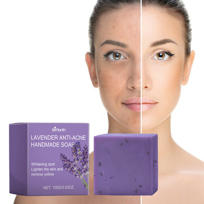 Ximonth Lavender Cleansing Soap Clean Facial Skin Pores Oil Control Acne Moisturizing Cleansing Soap