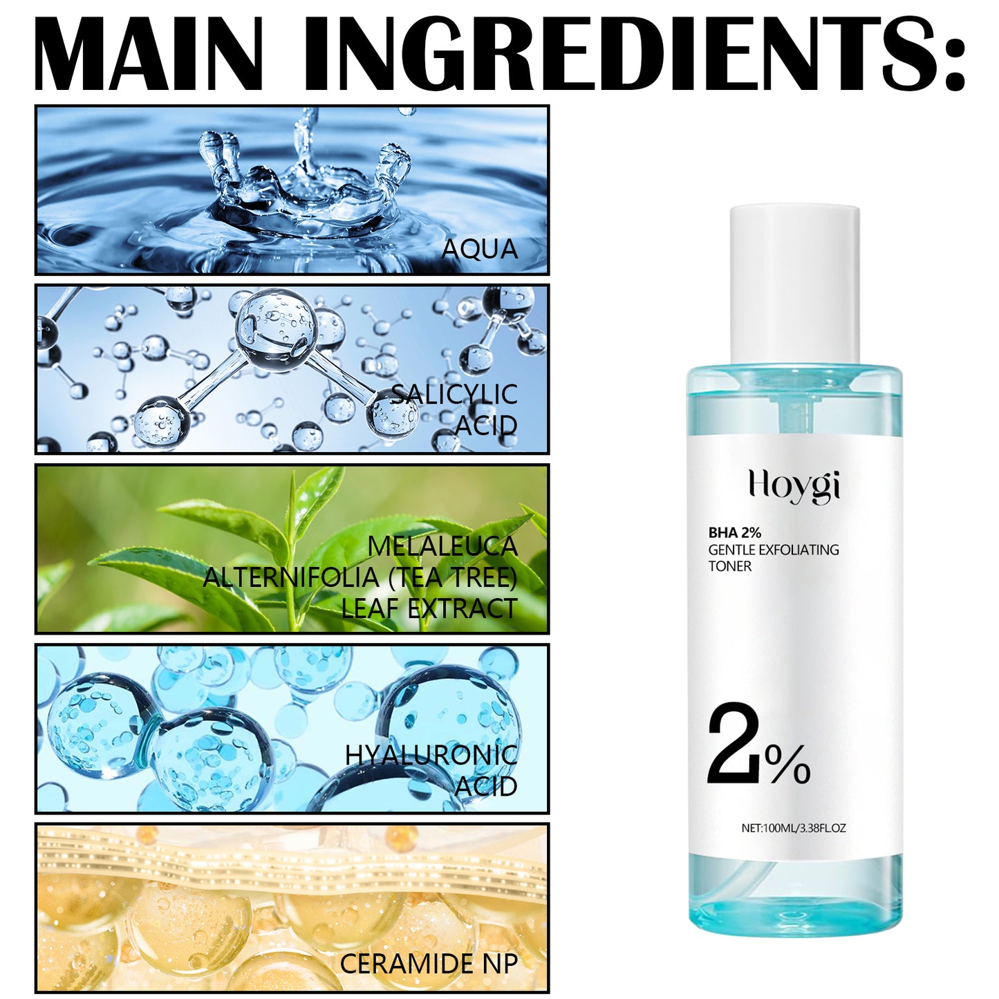 Hoygi Gentle Exfoliating Toner Repair Skin Barrier Facial Redness Hydrating Radiant Refreshing Skincare Water