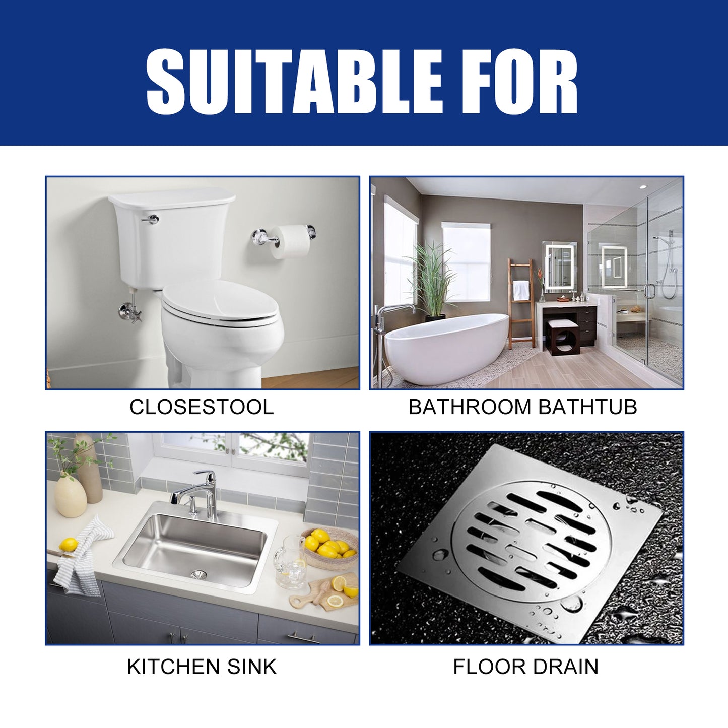 Jue-Fish Drain Cleaner Toilet Kitchen Drain Pipe Anti-Clogging Odor Removal Cleaner