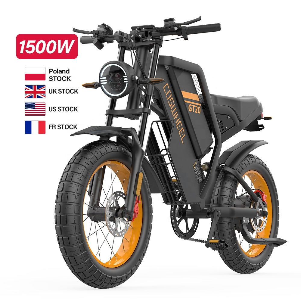 EU UK US Warehouse Coswheel GT20 Fat Tyre E Bike 20 Inch Off Road Electric Bike Adult 48V 25Ah 1000W 1500W Electric Road Bicycle