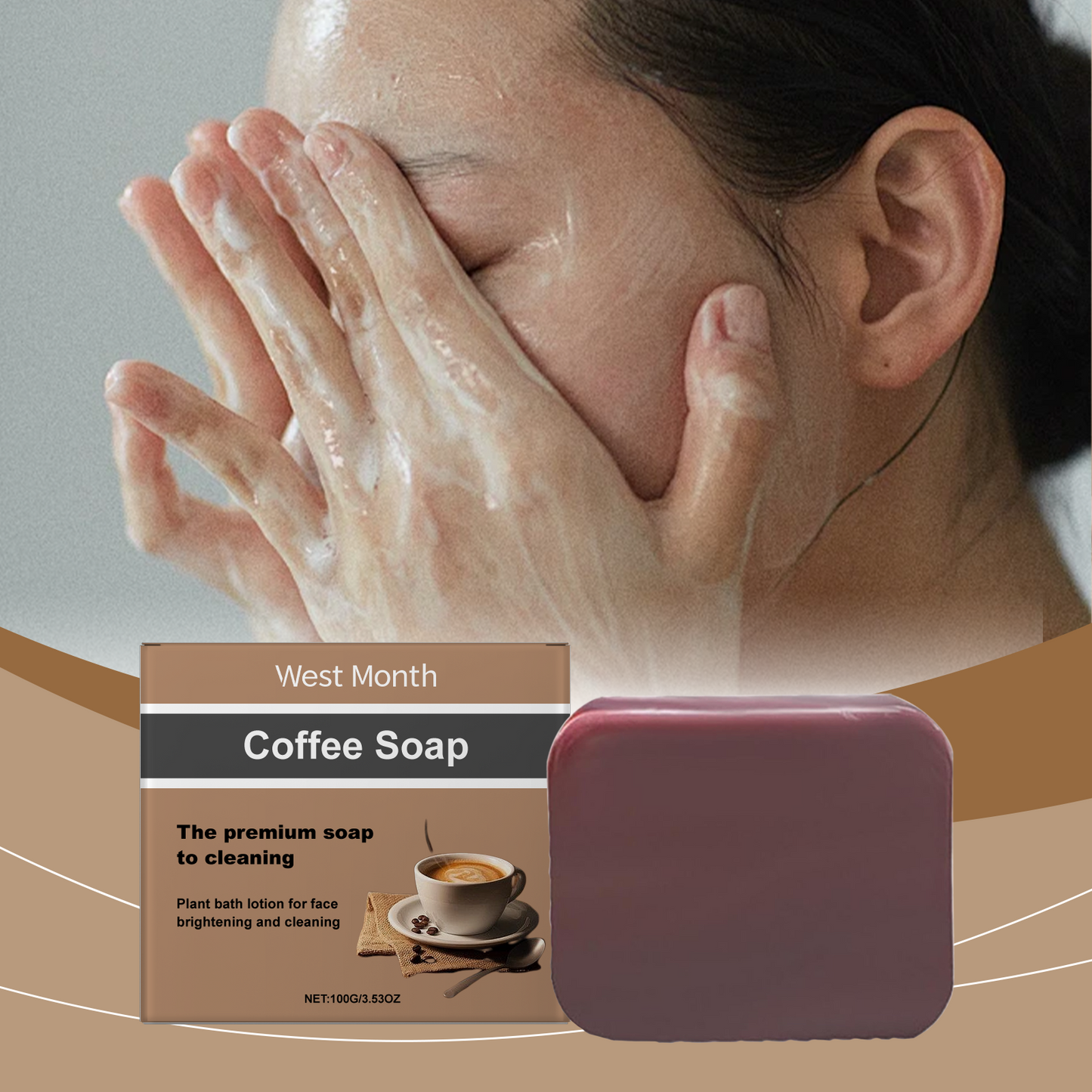 West&Month Coffee Facial Soap Coffee Essence Gentle Cleansing Nourishing Skin Moisturizing Brightening Soap