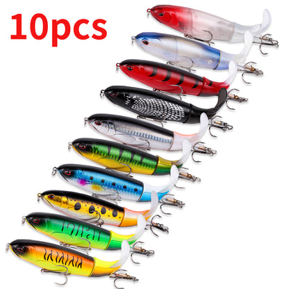 10pcs/set 13g 10cm Premium Fishing Lure Kit Bass Trout Baits With Propeller Tail Durable Hooks Realistic Action for Freshwater