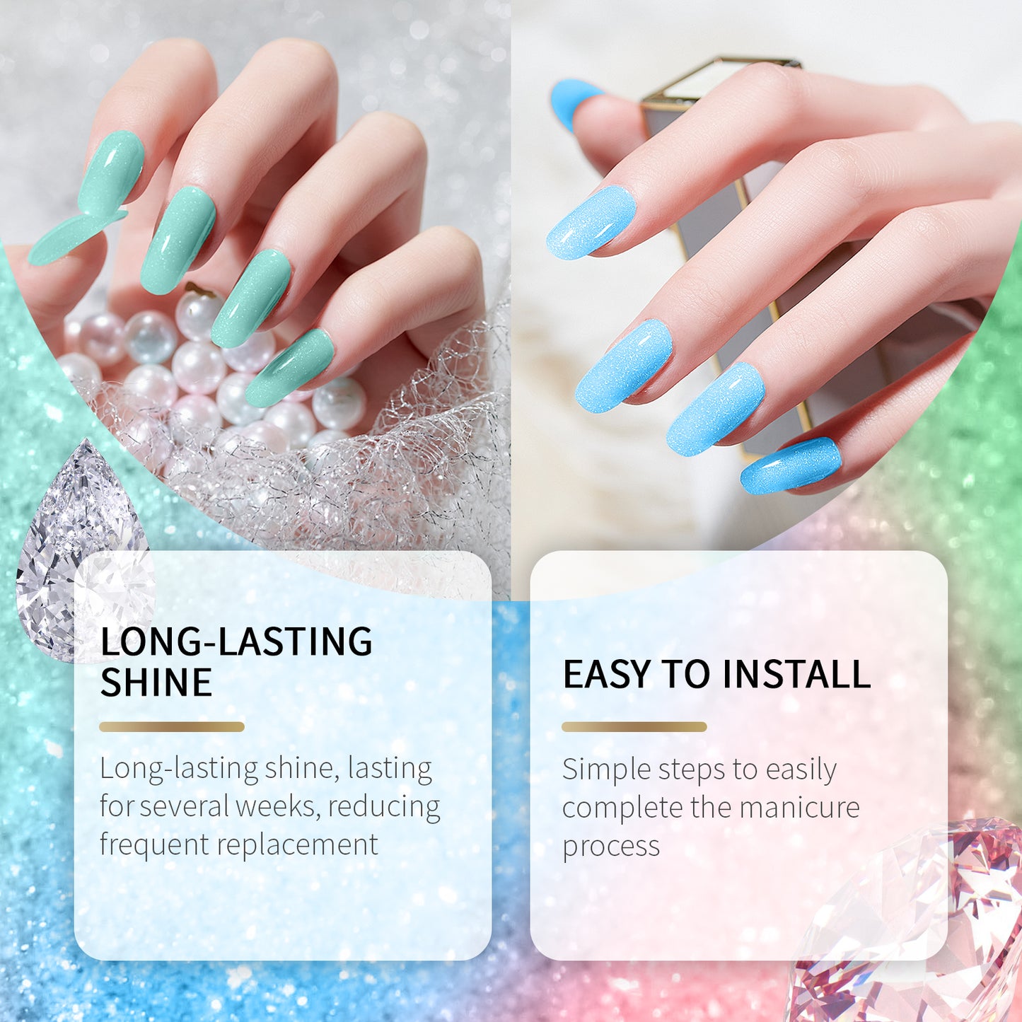 EELHOE Soft Gel Nail Stickers Set Nail Semi-Baked Nail Paper Fresh Flash Simple Style Soft Nail Sticker