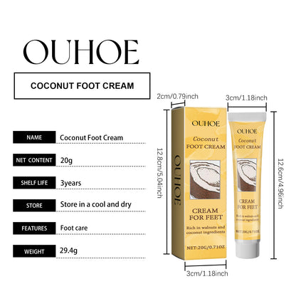 OUHOE Coconut Flavor Foot Skin Care Cream Natural Coconut Flavor Foot Skin Care Cream Moisturizing Hydrating Repairing Dry Cracked