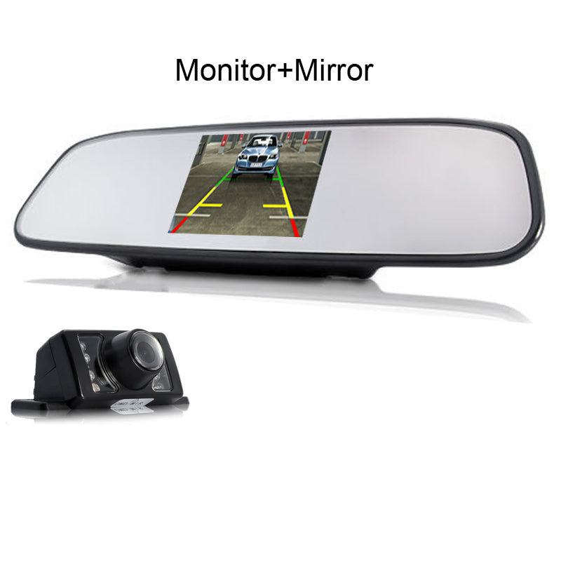 IPoster 4.3" Car Reverse Mirror Monitor + 8 Infared LED Car Backup Camera Kit