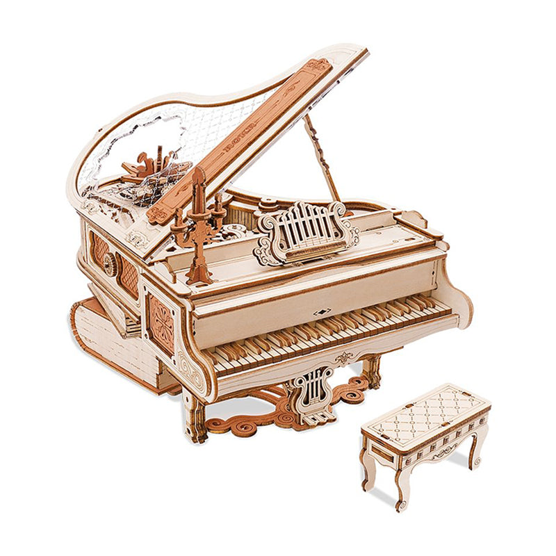 Robotime Rokr US Warehouse DIY Mechanical Music Box AMK81 Magic Piano Model Kit 3D Wooden Puzzles for Drop Shipping