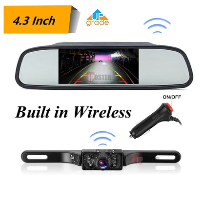 IPoster WiFi Rear View System With Cigarette Lighter Wireless Car Mirror Monitor License Plate Reverse Camera