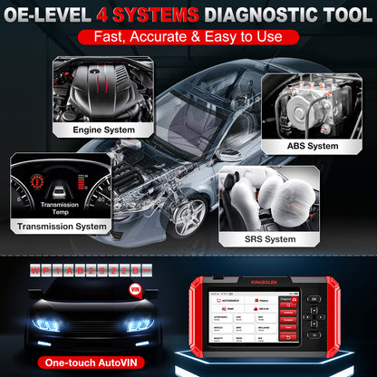 Kingbolen S500 OBD2 Diagnostic Scanner 4 System Automotive Scan Tool With 6 Resets Lifetime Free Update