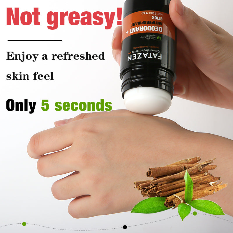 FATAZEN Dermatologist Tested Deodorant Anti-odorant Stick Natural Amber Sandalwood Fragrance Sweat Odor Balm Deodorant Stick