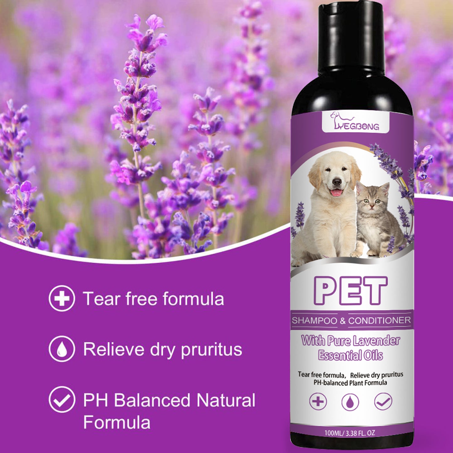 Yegbong Pet Shampoo Pet Bathing Solution for Itchy Skin Relief, Smooth and Tangle-Free Hair Shampoo