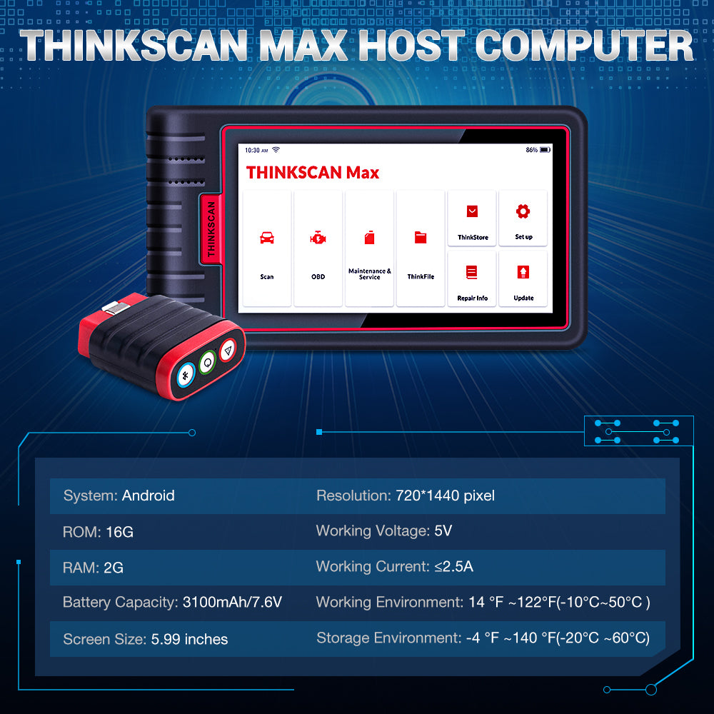 ThinkScan Max 2 Full System DiagnosticTools OBD2 Scanner 28 Reset Active Test PK CRP909 ThinkTool Mini