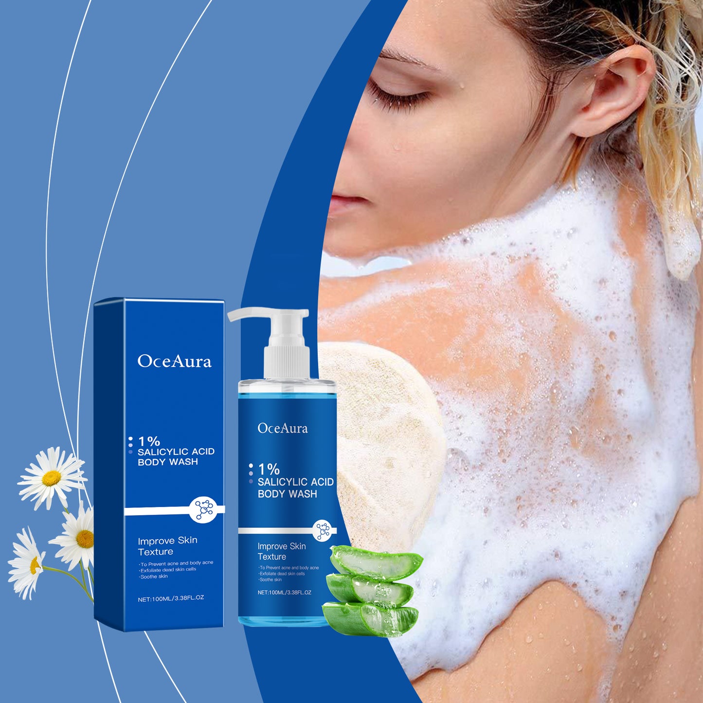 OceAura Salicylate Shower Gel Daily Gentle Cleansing Exfoliating Oil Control Refreshing Clear Comfortable Moisturizing