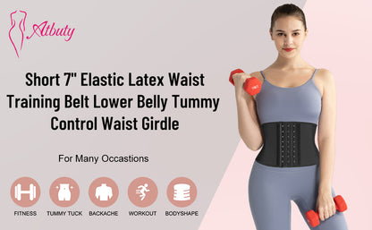 New Short Torso Waist Trainer 7 Inch Latex Body Shape Wear Tummy Control Women Underbust Corset Shaper