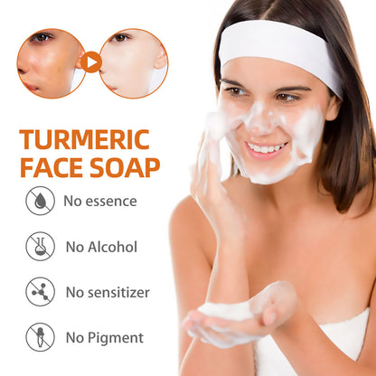 West&Month Turmeric Face Soap Facial Repair Gentle Cleansing Fade Spots Smooth Fine Lines Facial Soap