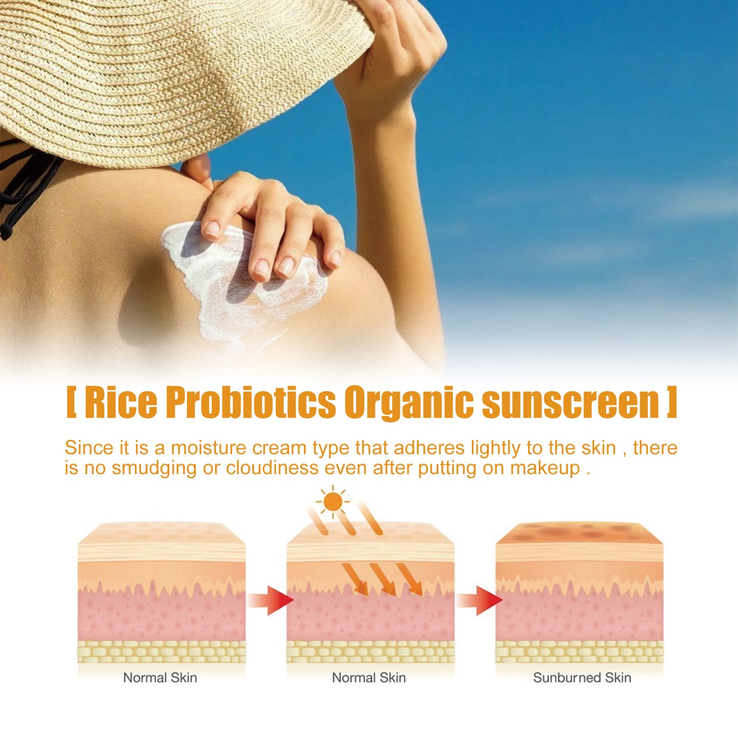 Jaysuing Probiotic Rice Organic Protective Cream Non-greasy Outdoor UV Protection Cream for Face Body